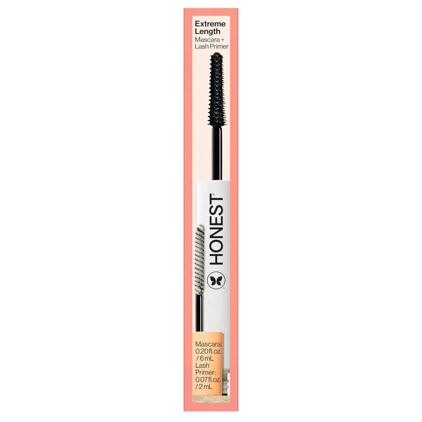 Honest Beauty 2 in 1 Extreme Length Cleansing Mascara + Eyelash Base | Extended + Plugged | EWG Certified + Non-irritating | Black, 0.28 fl oz