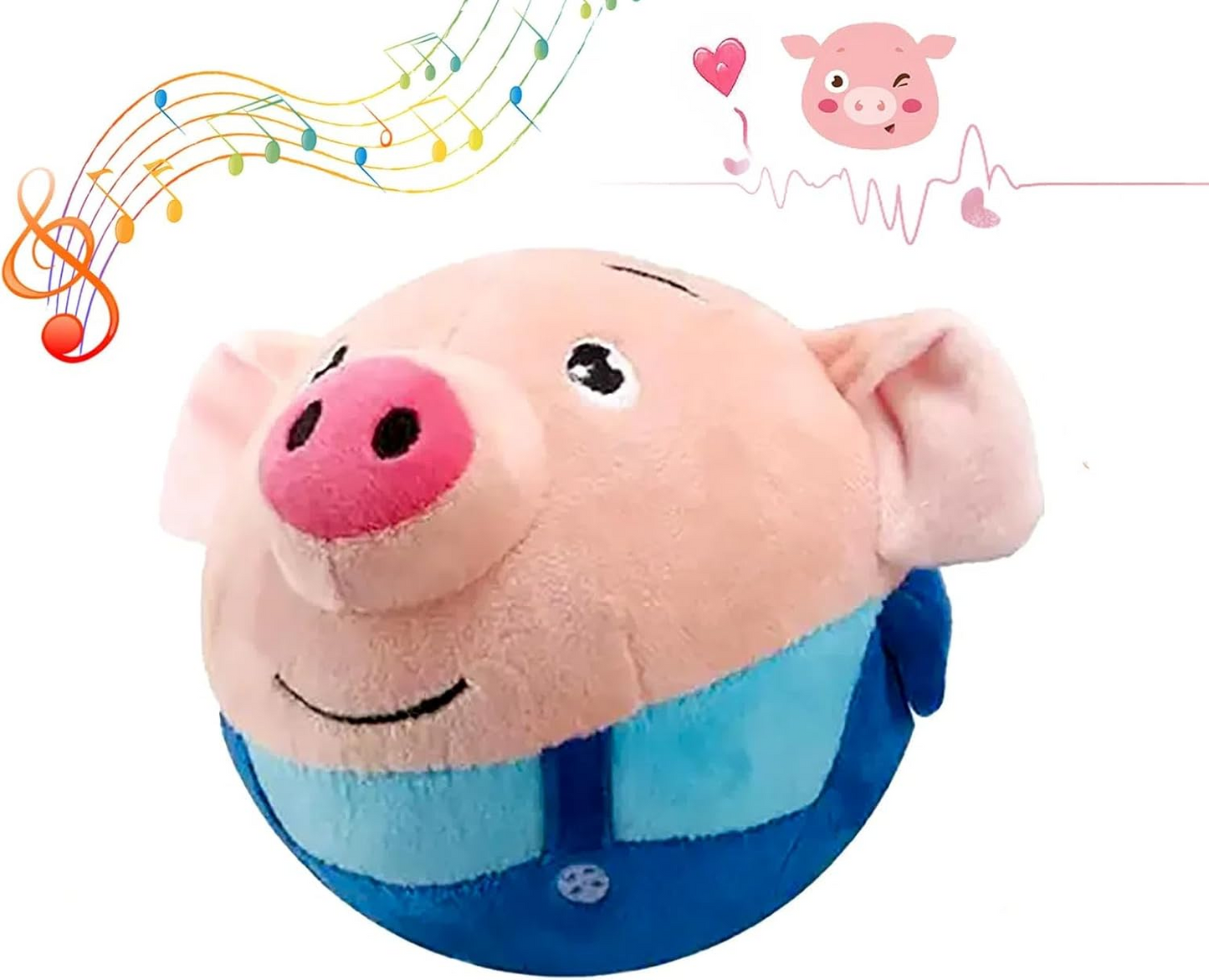 2024 Active Motion Plush Pet Toy, Upgraded Interactive Electronic Canine Companion, Features a Squeaky, Mobile Dog Ball,Interactive Dog Ball Mobile Toy with Recording and Music (Pig Sky Blue)