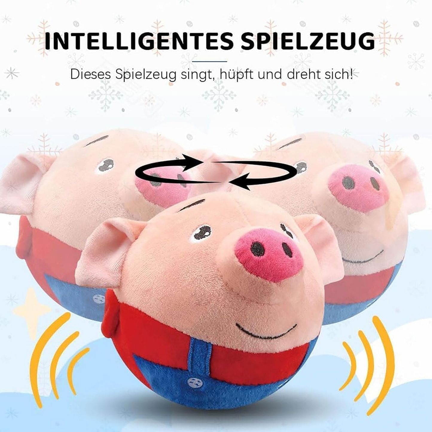 2024 Active Motion Plush Pet Toy, Upgraded Interactive Electronic Canine Companion, Features a Squeaky, Mobile Dog Ball,Interactive Dog Ball Mobile Toy with Recording and Music (Pig Sky Blue)