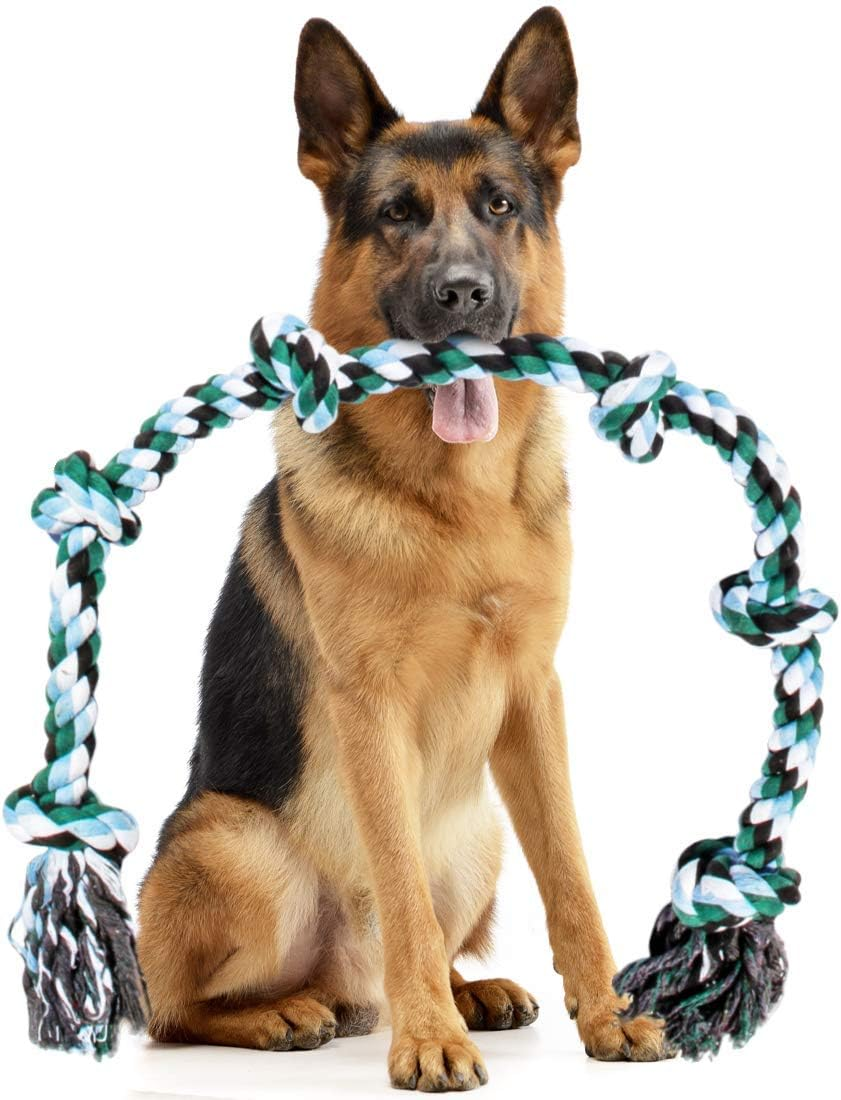 Giant Dog Rope Chew Toys for Extra Large Dogs - 42 Inch, 6 Knot Tough Benefits Non-Profit Animal Rescue - Indestructible Toy for Aggressive Chewers and Large Dog Breeds