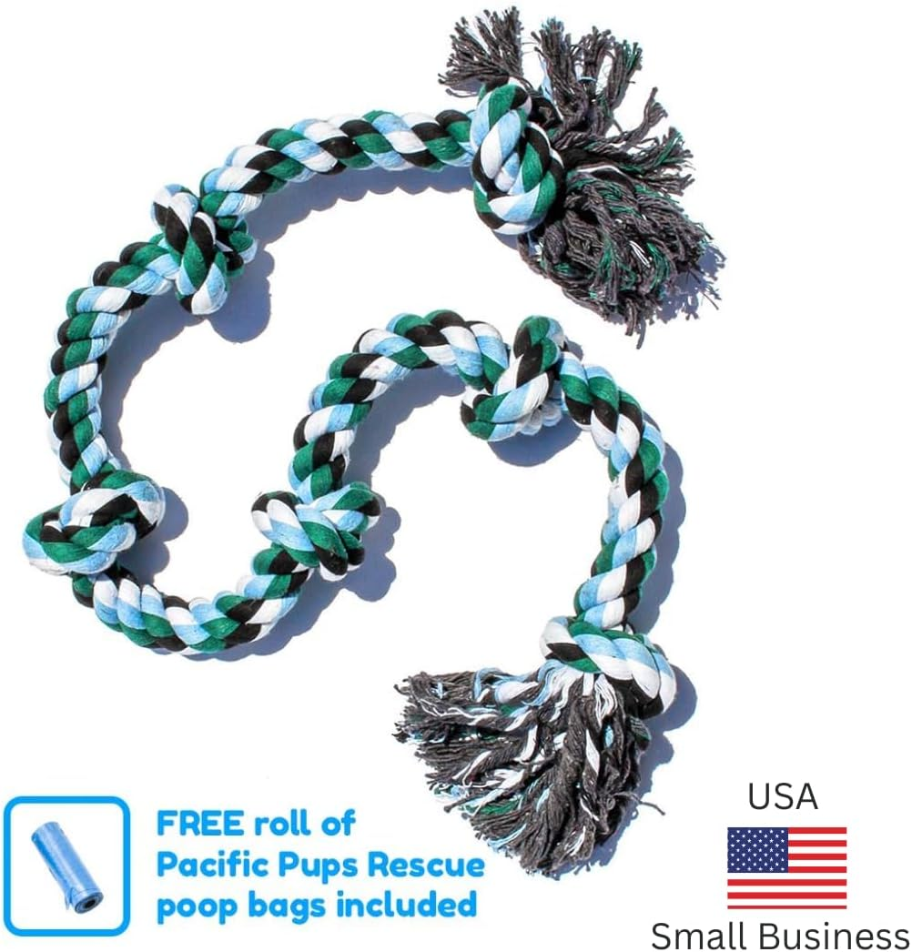 Giant Dog Rope Chew Toys for Extra Large Dogs - 42 Inch, 6 Knot Tough Benefits Non-Profit Animal Rescue - Indestructible Toy for Aggressive Chewers and Large Dog Breeds