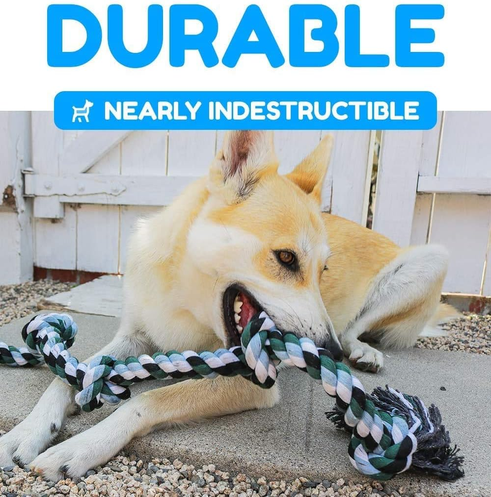 Giant Dog Rope Chew Toys for Extra Large Dogs - 42 Inch, 6 Knot Tough Benefits Non-Profit Animal Rescue - Indestructible Toy for Aggressive Chewers and Large Dog Breeds