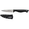 Farberware Edgekeeper 3.5-inch (approx. 8.9 cm) Paring Knife with Self-Sharpening Blade Cover, High-Carbon Stainless Steel Kitchen Knife with Ergonomic Handle, Razor-Sharp Knife, Black