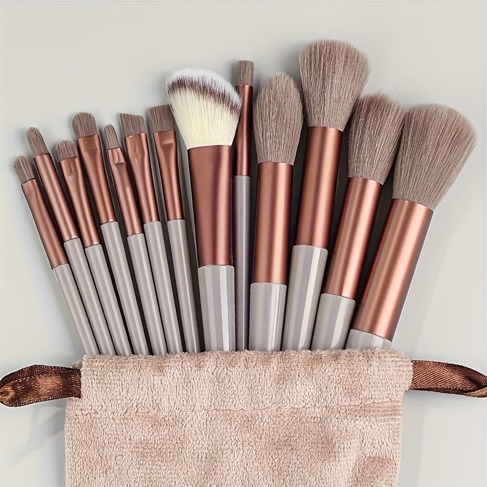 13pcs/set Makeup Brush Set Soft Polyester Bristles For Flawless Beauty, Hypoallergenic Nylon Bristles, Suitable For All Skin Types, Soft And Easy To Use