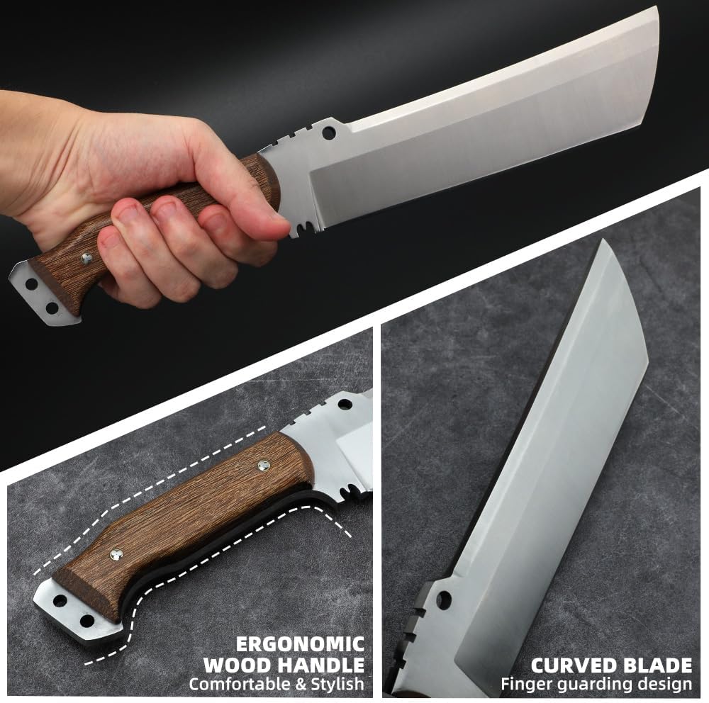 Survival Machete with Sheath for Cutting Trees, for Yard Work and for Bushcrafting Machetes Sickle Heavy Duty Machete for clearing Brush Garden Tools Construction Blade
