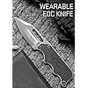 SOG Small Fixed Blade Knife - Instinct Boot Knife, EDC Knife, Neck Knife. It has a 2.3-inch (approx. 5.8 cm) full tang blade and comes with a knife sheath and a clip. The dimensions are 4 inches x 1 inch x 8.5 inches.