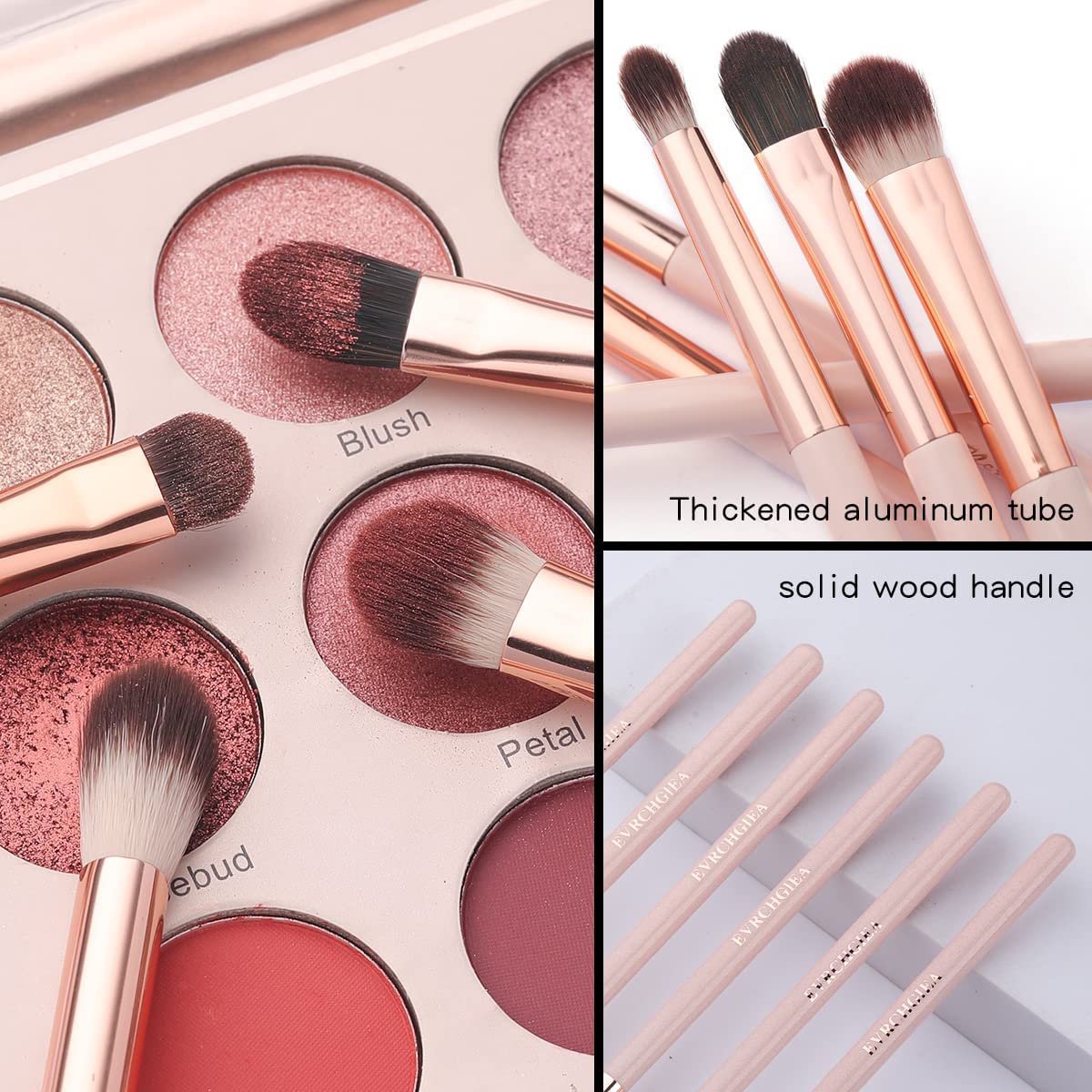 Eye Makeup Brush Set, 6 Professional Blending Eyeshadow Makeup Brushes for Concealer, Eyebrows and Eyeliner, with Soft Bristles and Wooden Handles