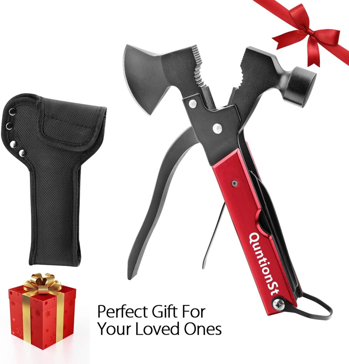 Camping Equipment Multifunctional Tool, Men's Stocking Stuffer, Christmas Gift for Men, for Fathers, Husbands and Boyfriends. 16-in-1 Camping Accessories Multifunctional Tool Axe, with an axe, a hammer, pliers, a knife, and a bottle opener.