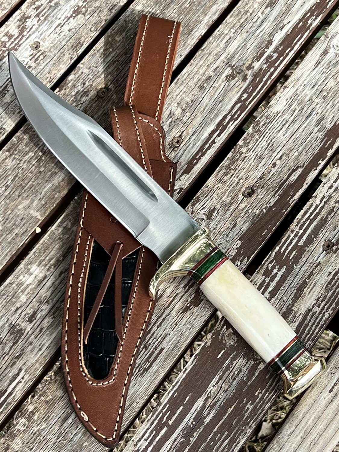 Custom Handmade D2 Steel 12.5 Inches Hunting Knife - Perfect Grip Bone Handle with Brass fitting (REG-225)