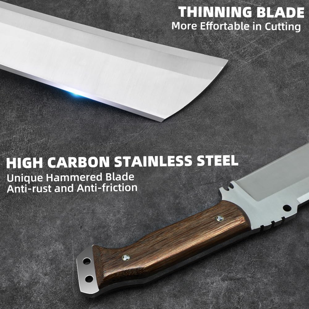 Survival Machete with Sheath for Cutting Trees, for Yard Work and for Bushcrafting Machetes Sickle Heavy Duty Machete for clearing Brush Garden Tools Construction Blade