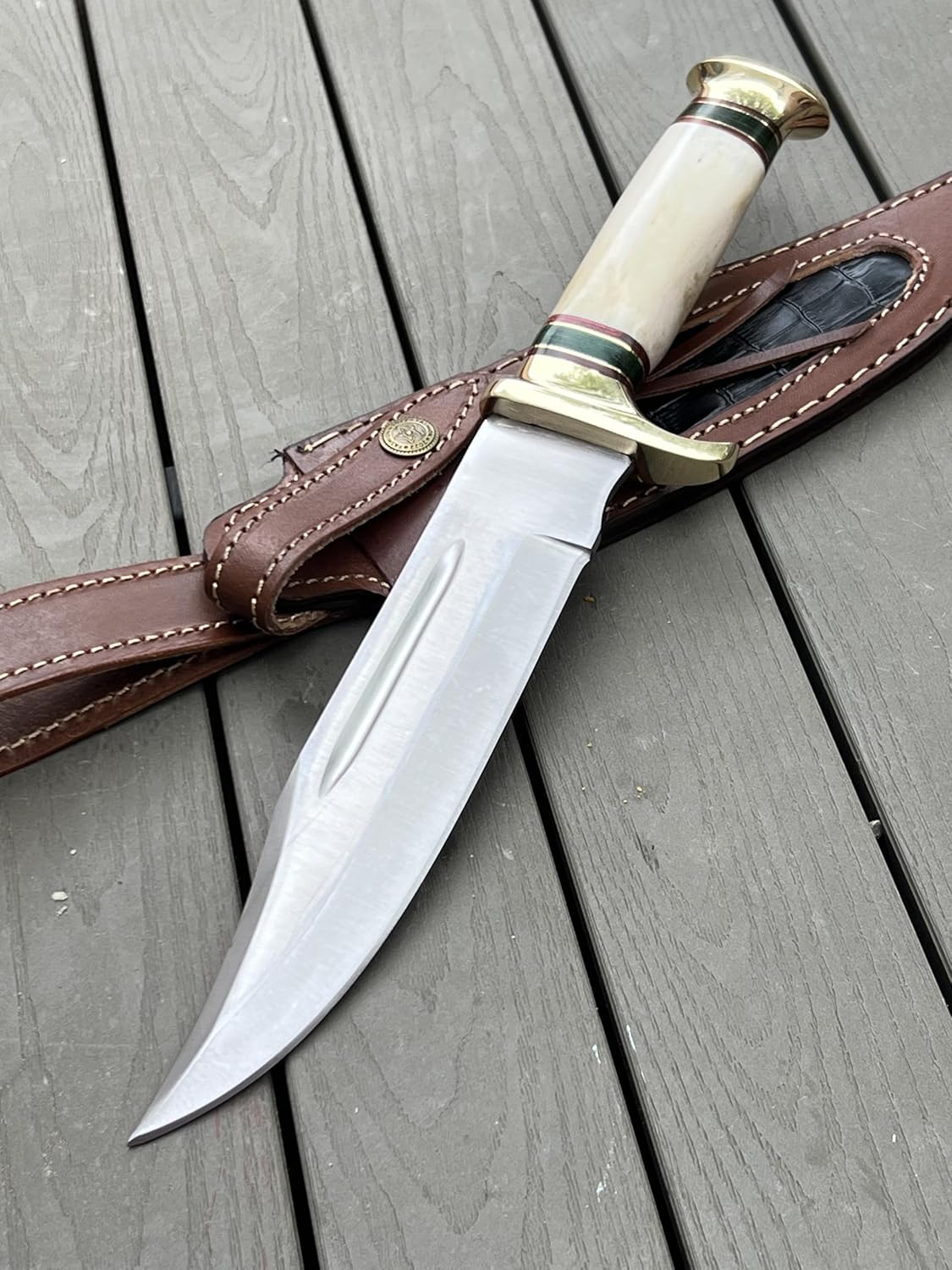 Custom Handmade D2 Steel 12.5 Inches Hunting Knife - Perfect Grip Bone Handle with Brass fitting (REG-225)
