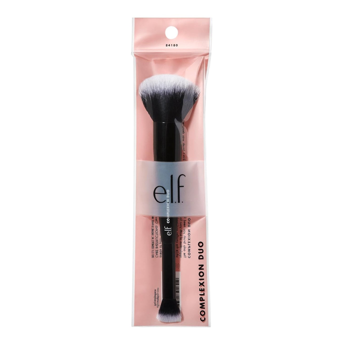 e.l.f. Complexion Duo Makeup Brush, a makeup brush for applying foundation and concealer to create an airbrushed finish, with vegan and non-irritating bristles.