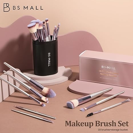 Makeup Brush Set 18 high-quality synthetic foundation concealer eyeshadow blush makeup brushes, black shell