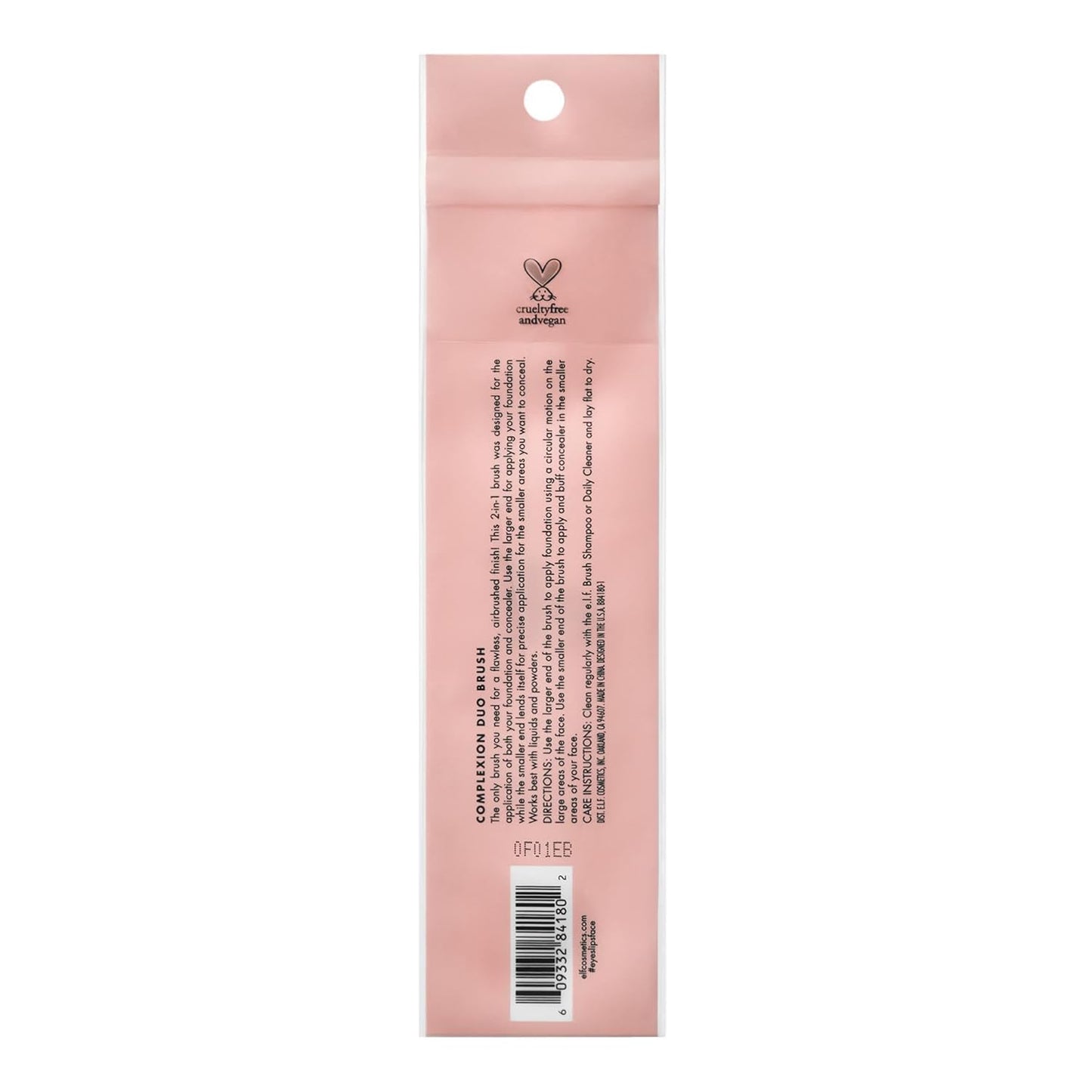 e.l.f. Complexion Duo Makeup Brush, a makeup brush for applying foundation and concealer to create an airbrushed finish, with vegan and non-irritating bristles.
