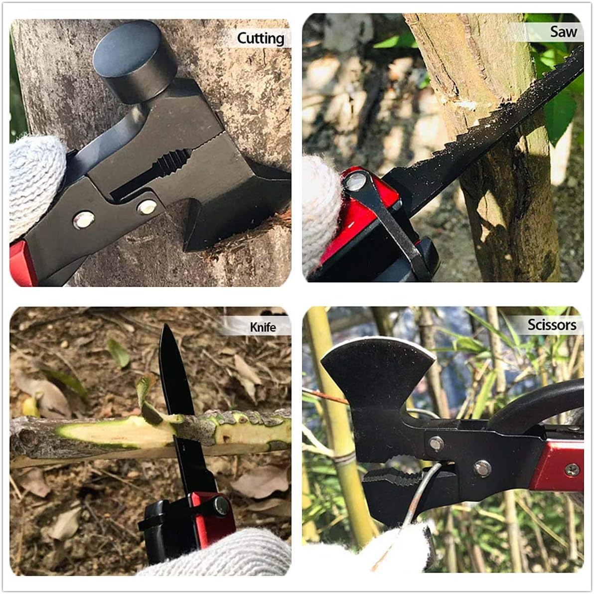 Camping Equipment Multifunctional Tool, Men's Stocking Stuffer, Christmas Gift for Men, for Fathers, Husbands and Boyfriends. 16-in-1 Camping Accessories Multifunctional Tool Axe, with an axe, a hammer, pliers, a knife, and a bottle opener.