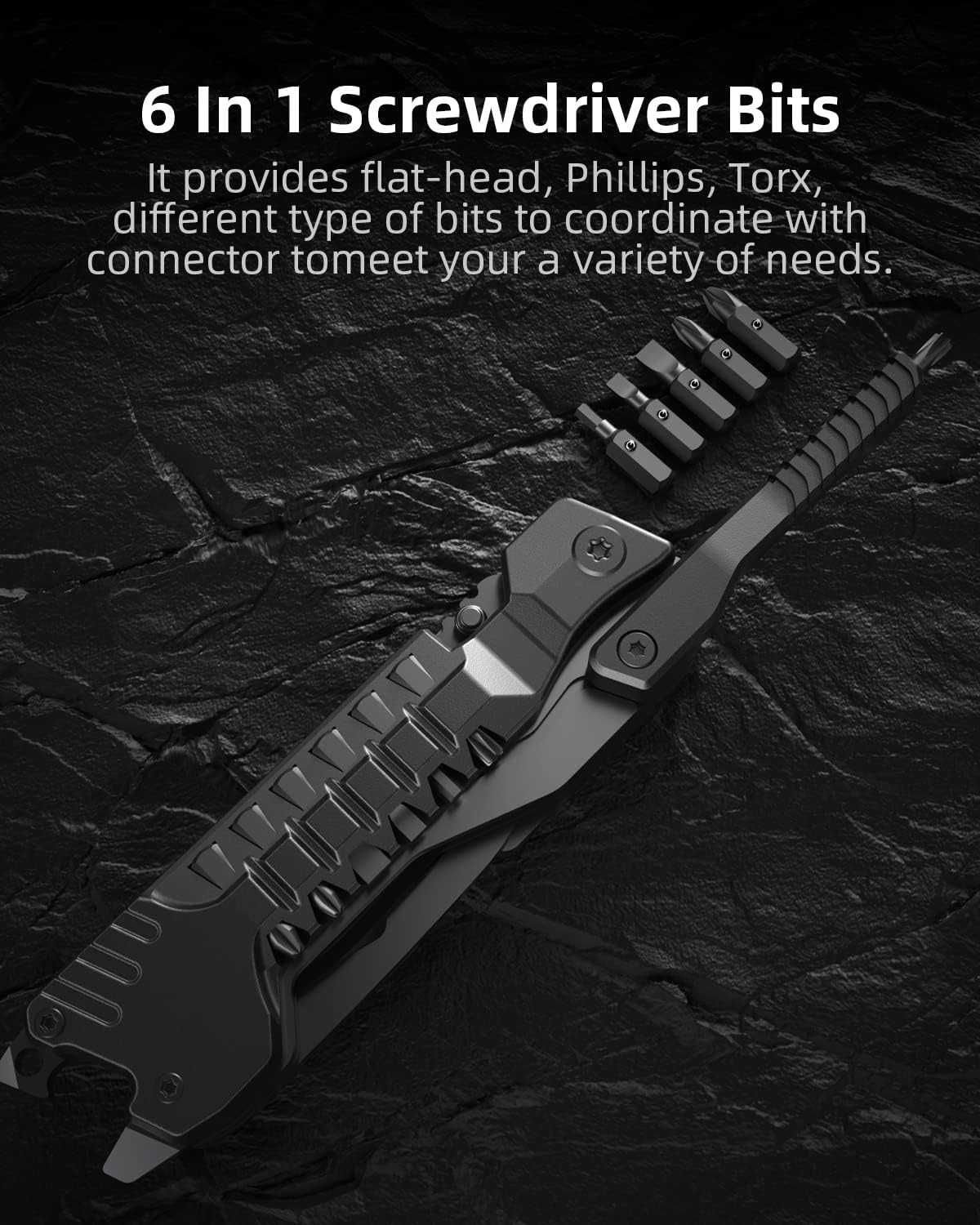 Multifunctional Utility Knife. 17-in-1, including fire starter, bottle opener, screwdriver bottle opener, whistle, window breaker, etc. - Ideal for camping, outdoor activities, survival situations and daily use. A great gift for men and dads.