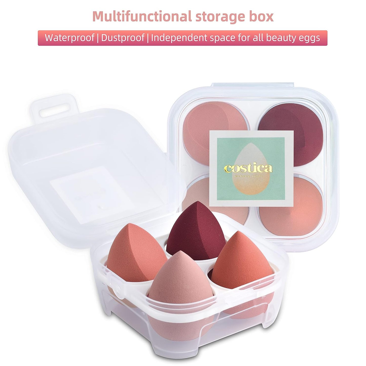 Makeup Sponge Set Blender, Beauty Sponge Makeup Blender Flawless for Liquid - Multi Colored 4 pcs Rose Series
