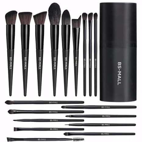 Makeup Brush Set 18 high-quality synthetic foundation concealer eyeshadow blush makeup brushes, black shell