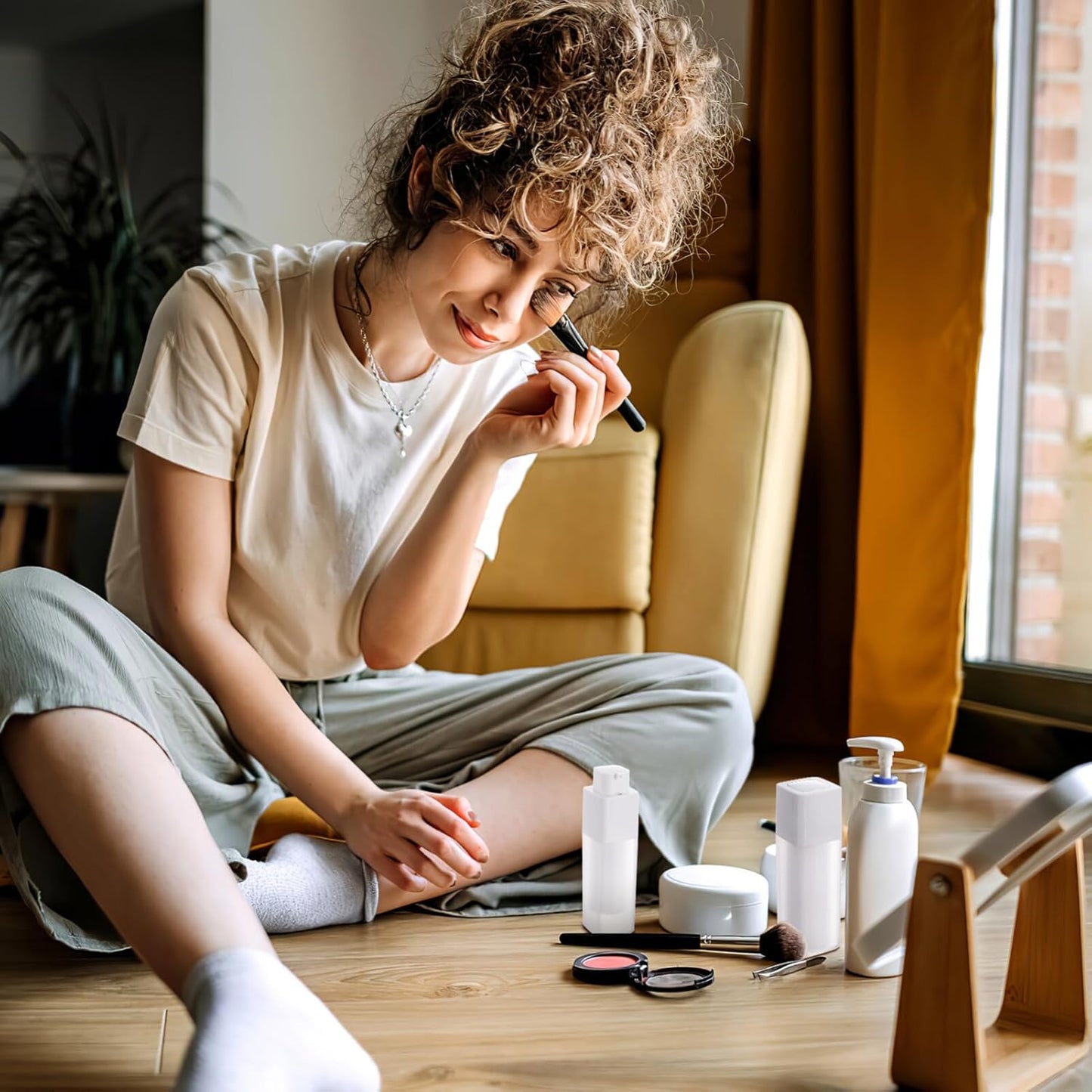 3-piece 30 ml airless pump bottle, lotion dispenser travel pump container empty and fillable quadruple matte bottle, suitable for cosmetic skin care/657