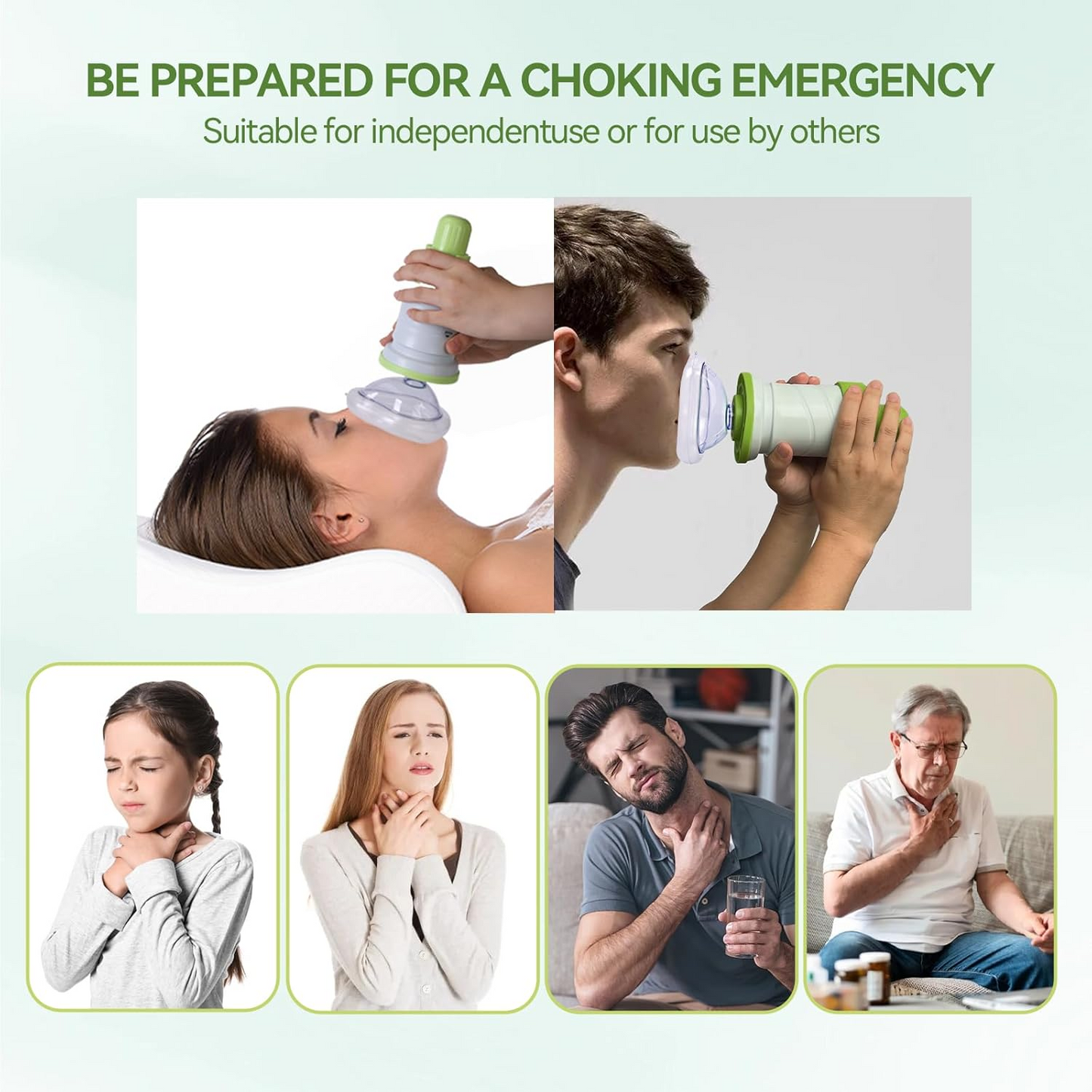 FSA HSA Automatic Choking Rescue Device for Kids and Adults with 3 Masks, Portable Dechoker Anti Choking Device，Strong Suction Home Emergency Kit，First Aid Airway Assist Device