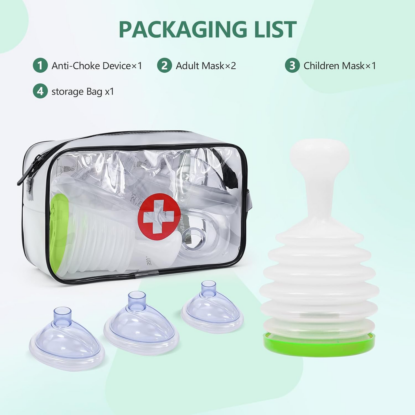 Anti Choking Device Choking Rescue Device,Choking Device for Kids & Adults, Portable Choking Rescue Device Home&Travel Kit,Choke Rescue Device for Kids & Adults with 3 Masks, Strong Suction Heimlich