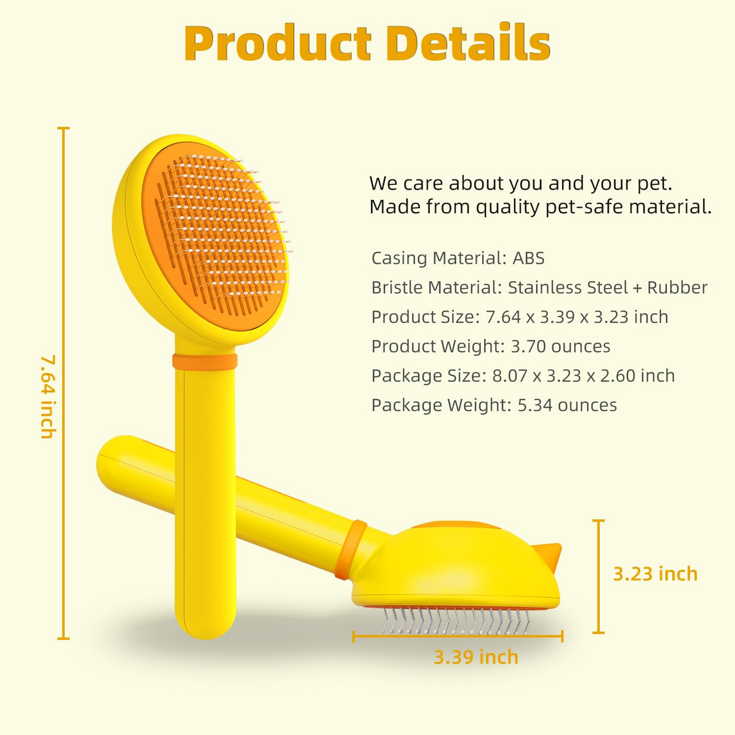 Cat Brush for Shedding, Self-Cleaning Slicker Brush for Indoor Cats, Gently Remove Loose Fur, Pet Grooming Massage Deshedding Tool, Suits Long & Short Haried Cats and Dogs