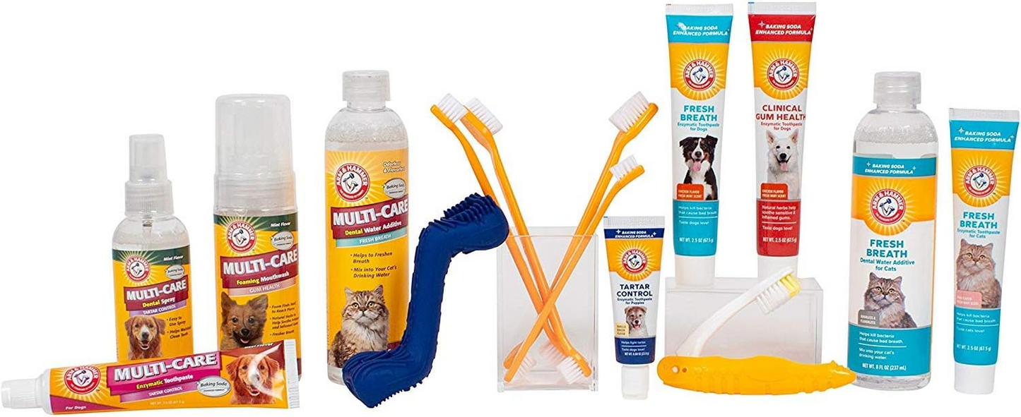 Arm & Hammer for Pets Tartar Control Kit for Dogs | Contains Toothpaste, Toothbrush & Fingerbrush | Reduces Plaque & Tartar Buildup | Safe for Puppies, 3-Piece , Beef Flavor