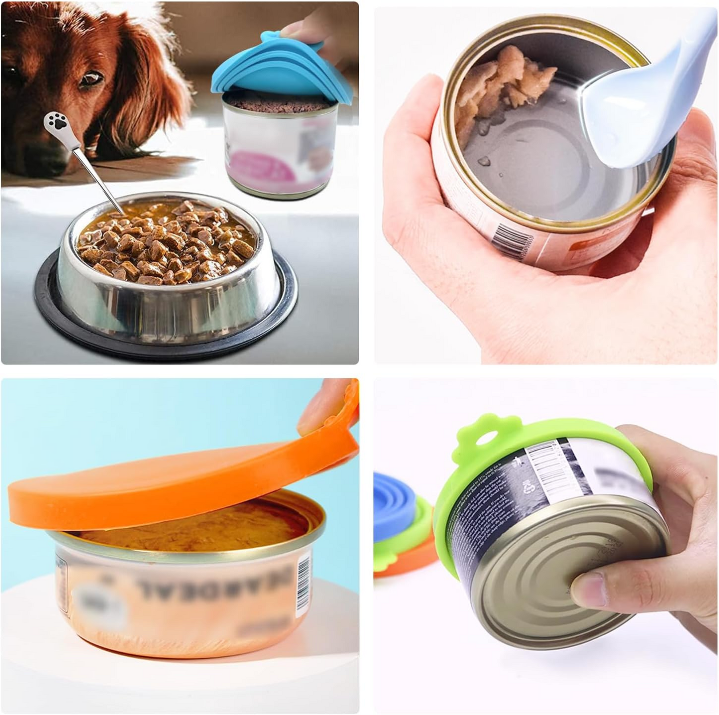 3 Pack Pet Food Can Covers Universal Can Lids Safe/Silicone Dog&Cat Food Can Lid Covers (green+blue+orange)