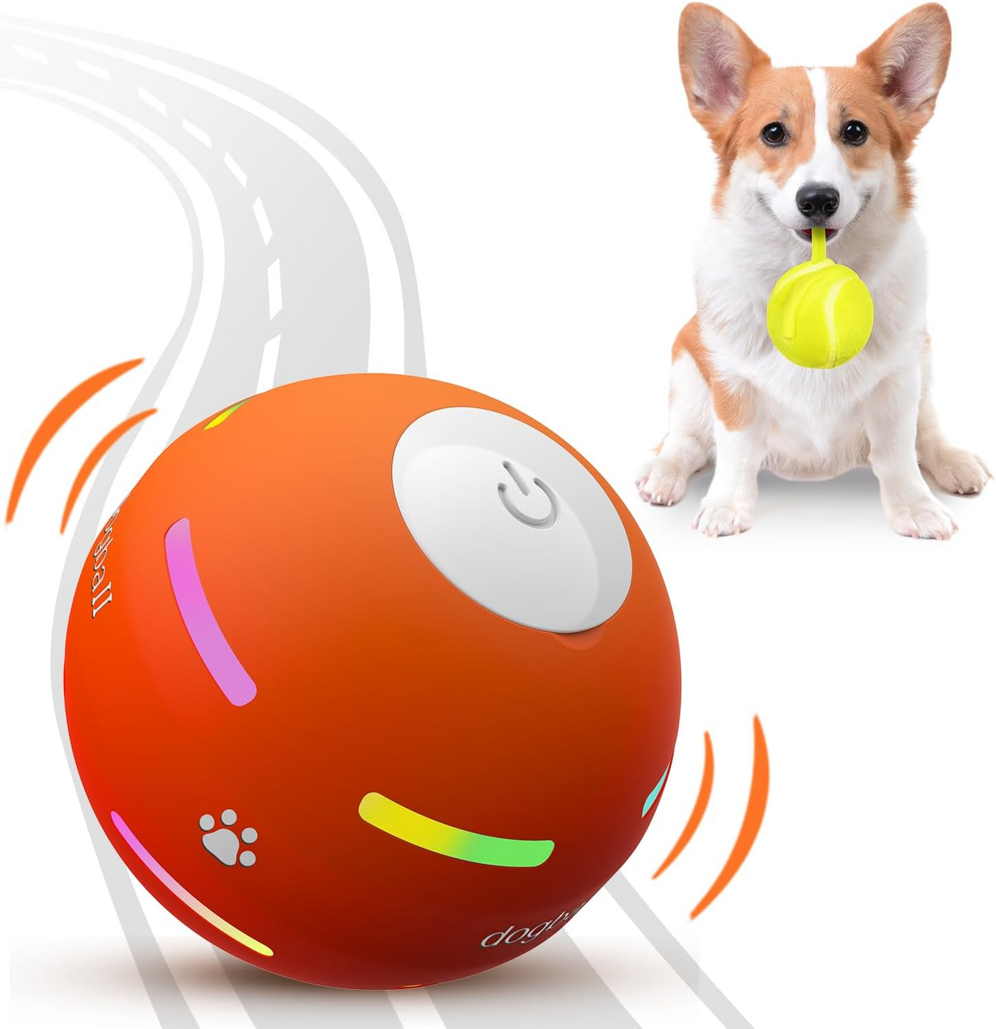 Interactive Dog Toys Dog Ball,[2025 Newly Upgraded] Durable Motion Activated Automatic Rolling Ball Toys for/Small/Medium/Large Dogs,USB Rechargeable (Orange)