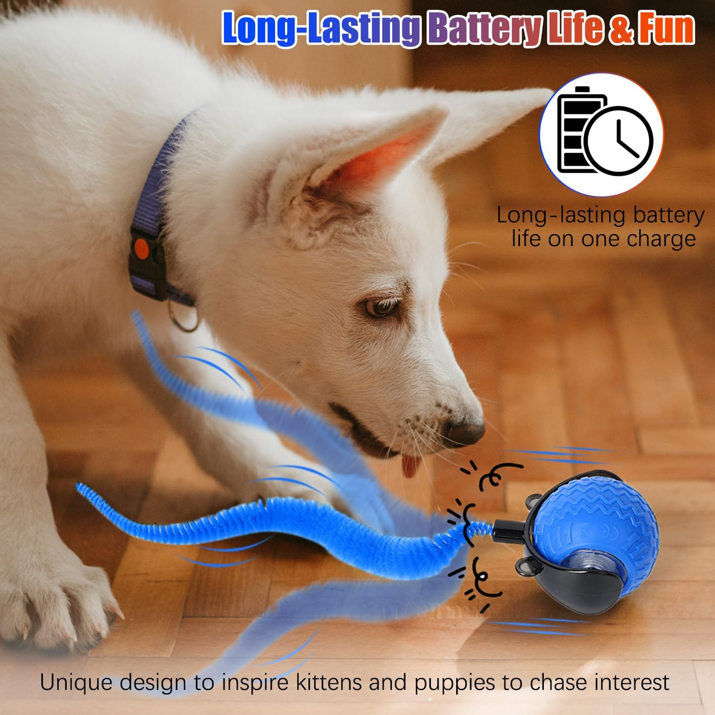 2pcs Interactive Cat Ball Toy, 2025 New Cat Ball Toys with Cord Imitation Mouse, Automatic Moving Peppy Pet Ball, Smart Self Rolling Cat Toys for Bored Indoor Adult Cats(Blue+Orange)