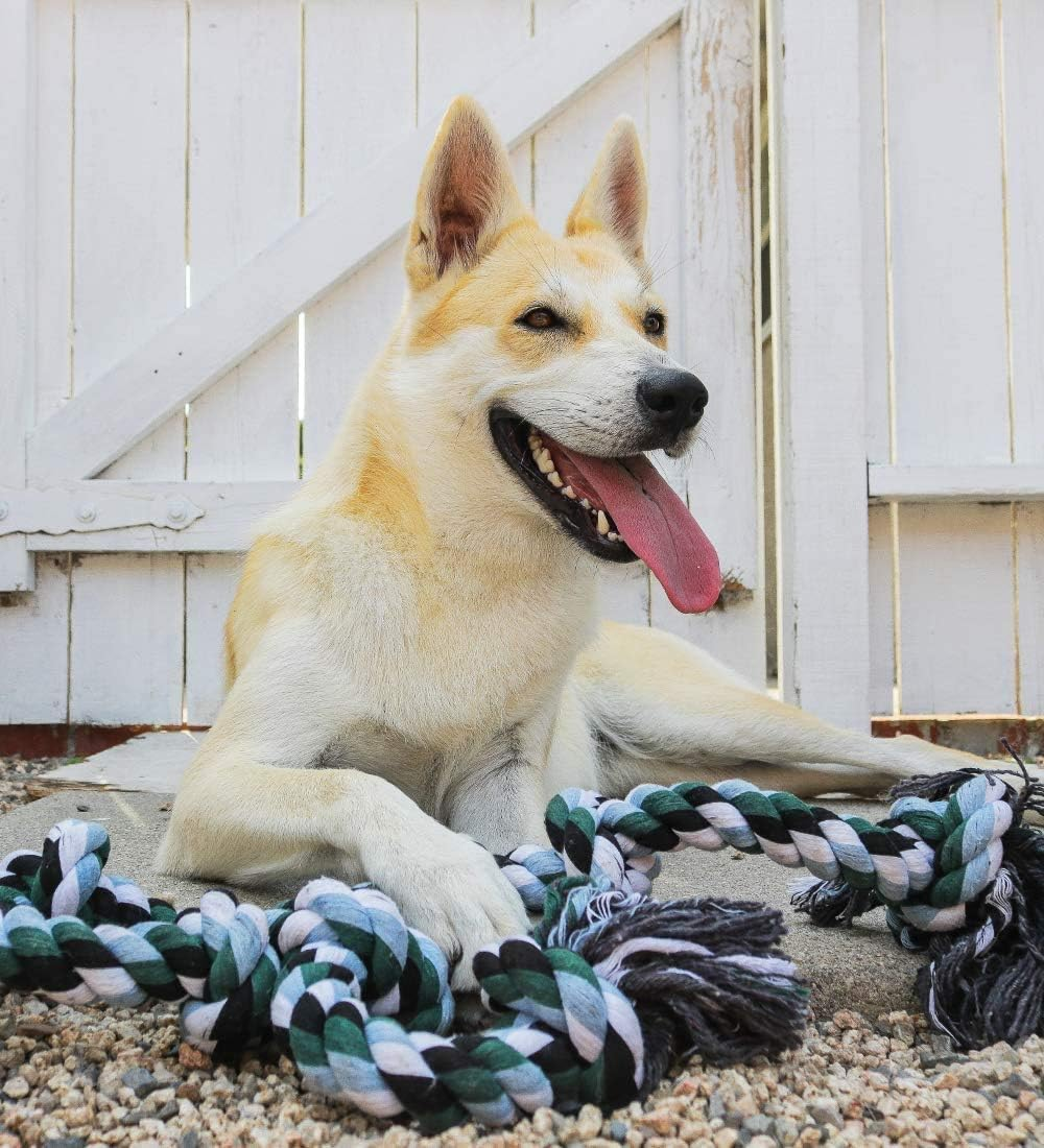 Giant Dog Rope Chew Toys for Extra Large Dogs - 42 Inch, 6 Knot Tough Benefits Non-Profit Animal Rescue - Indestructible Toy for Aggressive Chewers and Large Dog Breeds