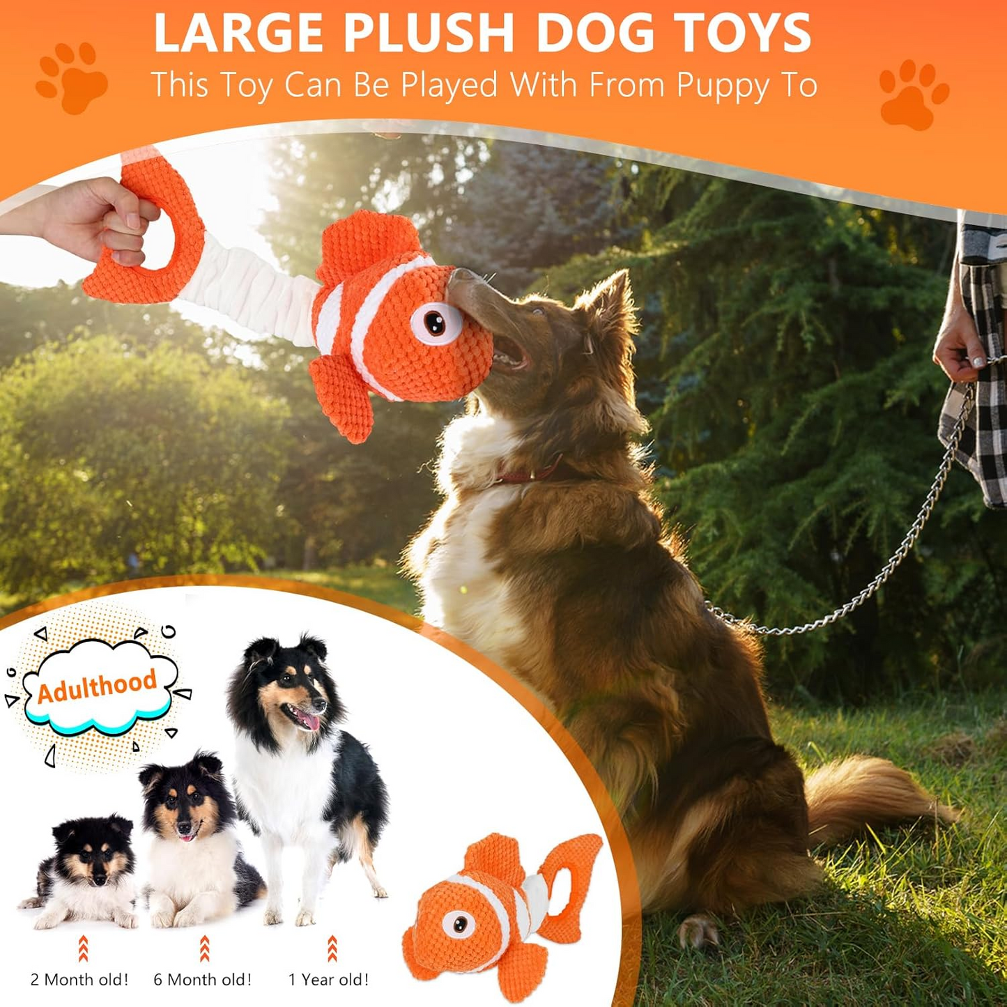 Squeaky Dog Toys, Durability Interactive Tug of War Puppy Toys for Indoor and Outdoor Play - Stuffed Pet Dog Toys with Soft Fabric Suitable for Small, Medium, and Large Dogs