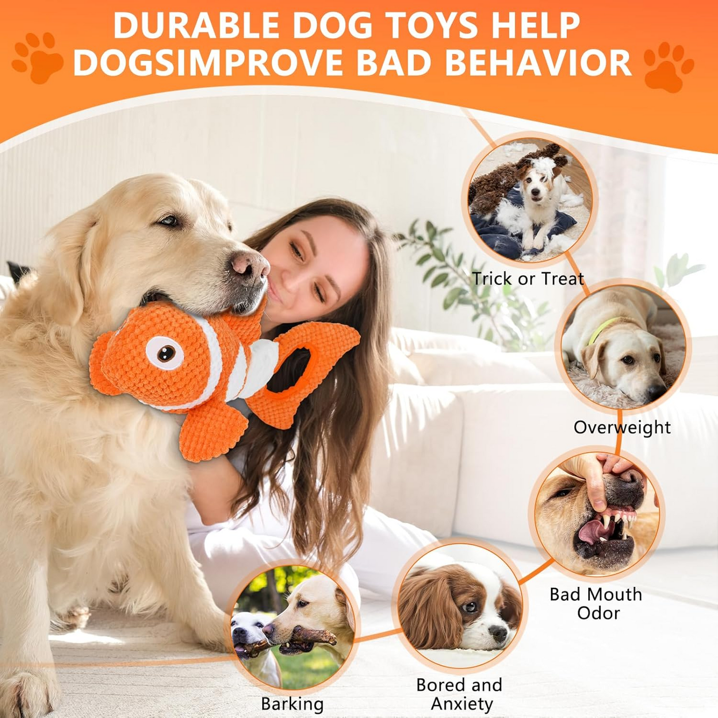 Squeaky Dog Toys, Durability Interactive Tug of War Puppy Toys for Indoor and Outdoor Play - Stuffed Pet Dog Toys with Soft Fabric Suitable for Small, Medium, and Large Dogs