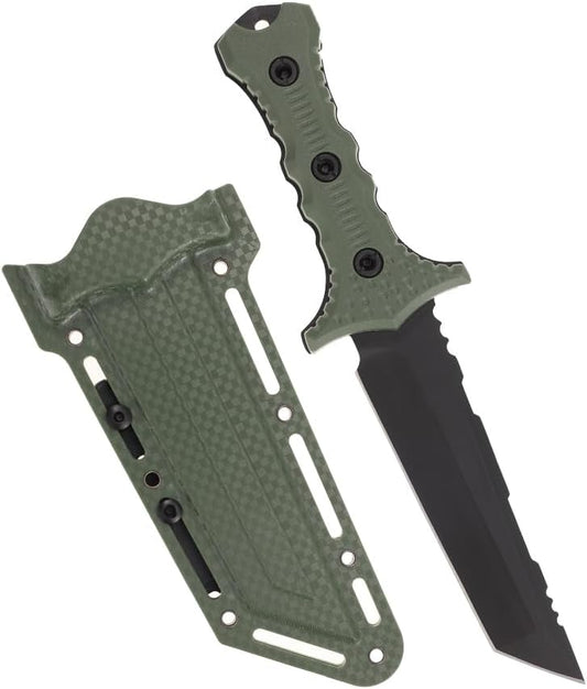 TSS Outdoor straight knife fixed blade outdoor knife with scabbard, blade made of 5CR steel, steel thickness 5mm, handle made by ABS, can be used for outdoor adventure workers, camping and other outdoor activities, gifts for father or men