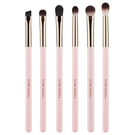 Eye Makeup Brush Set, 6 Professional Blending Eyeshadow Makeup Brushes for Concealer, Eyebrows and Eyeliner, with Soft Bristles and Wooden Handles