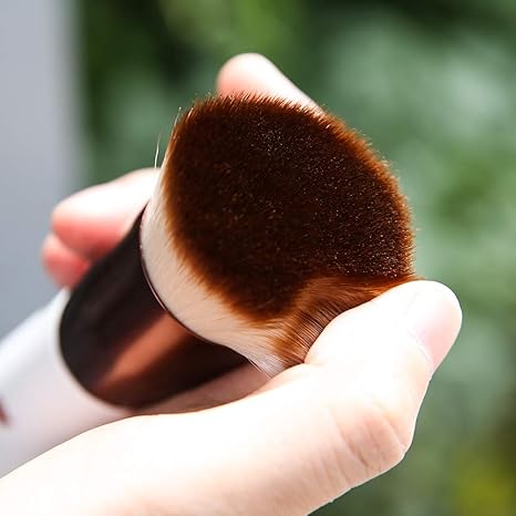 Foundation Brush, Flat-top Kabuki Brush, Synthetic Professional Makeup Brush, Liquid Blending Mineral Powder Buffing Tool, Rose Gold/White