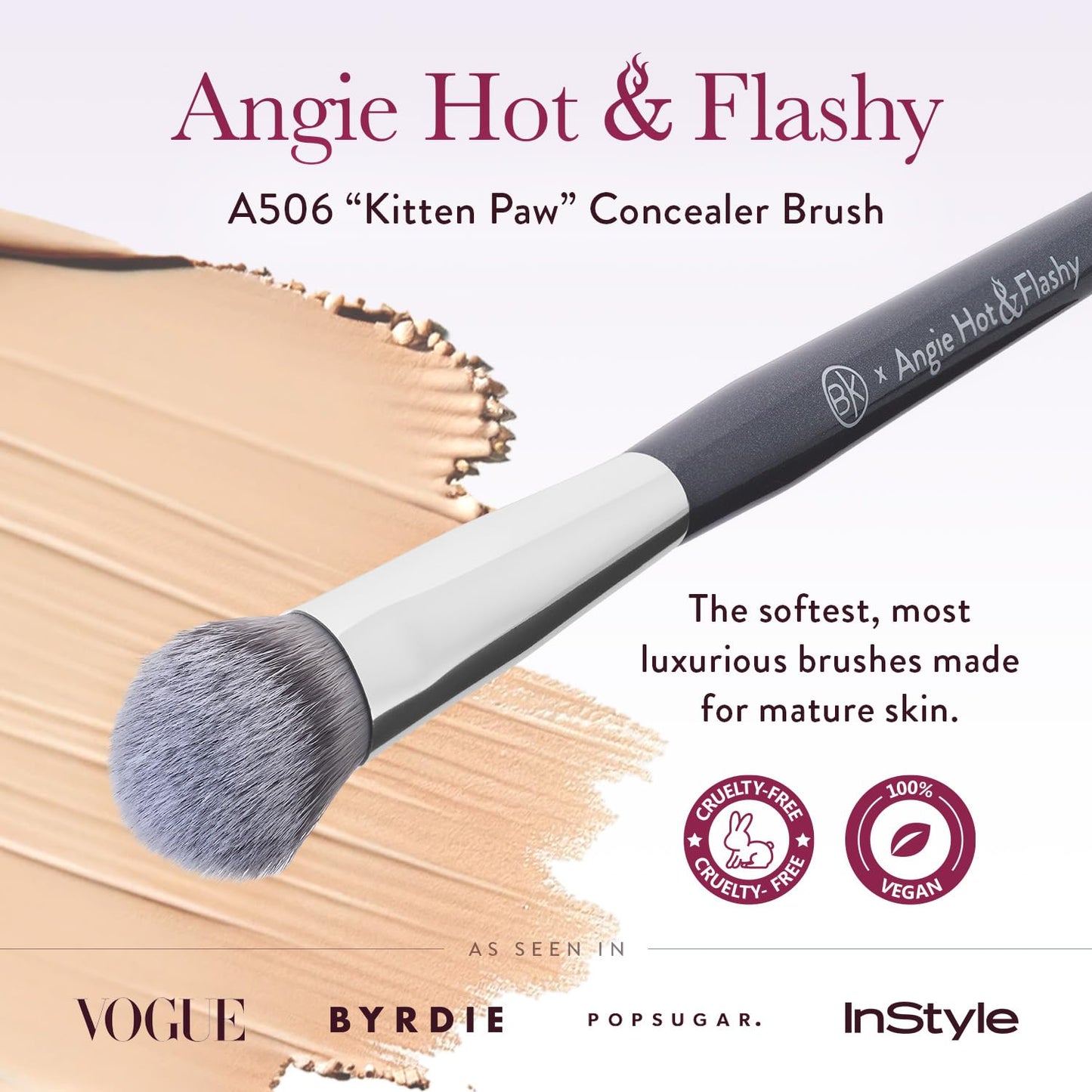 BK Beauty Brush - ANGIE HOT & FLASHY A506 Concealer - Viral "Kitten Claw" Facial Brush - Eye Concealer and Contouring - Makeup Brush