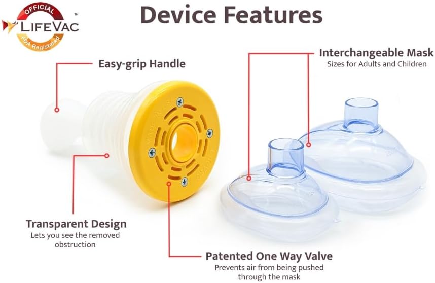 LifeVac Home Kit – A Portable Suction Rescue Device, a First Aid Kit for Both Children and Adults, a Portable Airway Suction Device Suitable for Use by Children and Adults