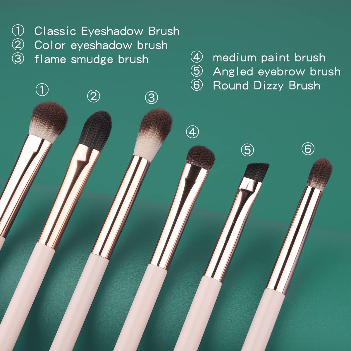 Eye Makeup Brush Set, 6 Professional Blending Eyeshadow Makeup Brushes for Concealer, Eyebrows and Eyeliner, with Soft Bristles and Wooden Handles