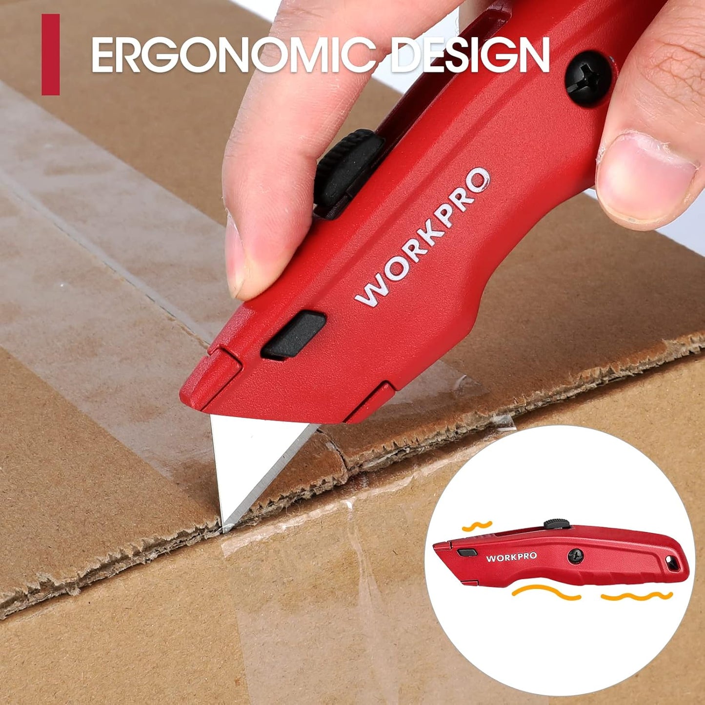 WORKPRO Premium Utility Knife, a Retractable All-Metal Heavy-Duty Cutter, a Quick-Change Blade Box Cutter, Comes with 10 Extra Blades