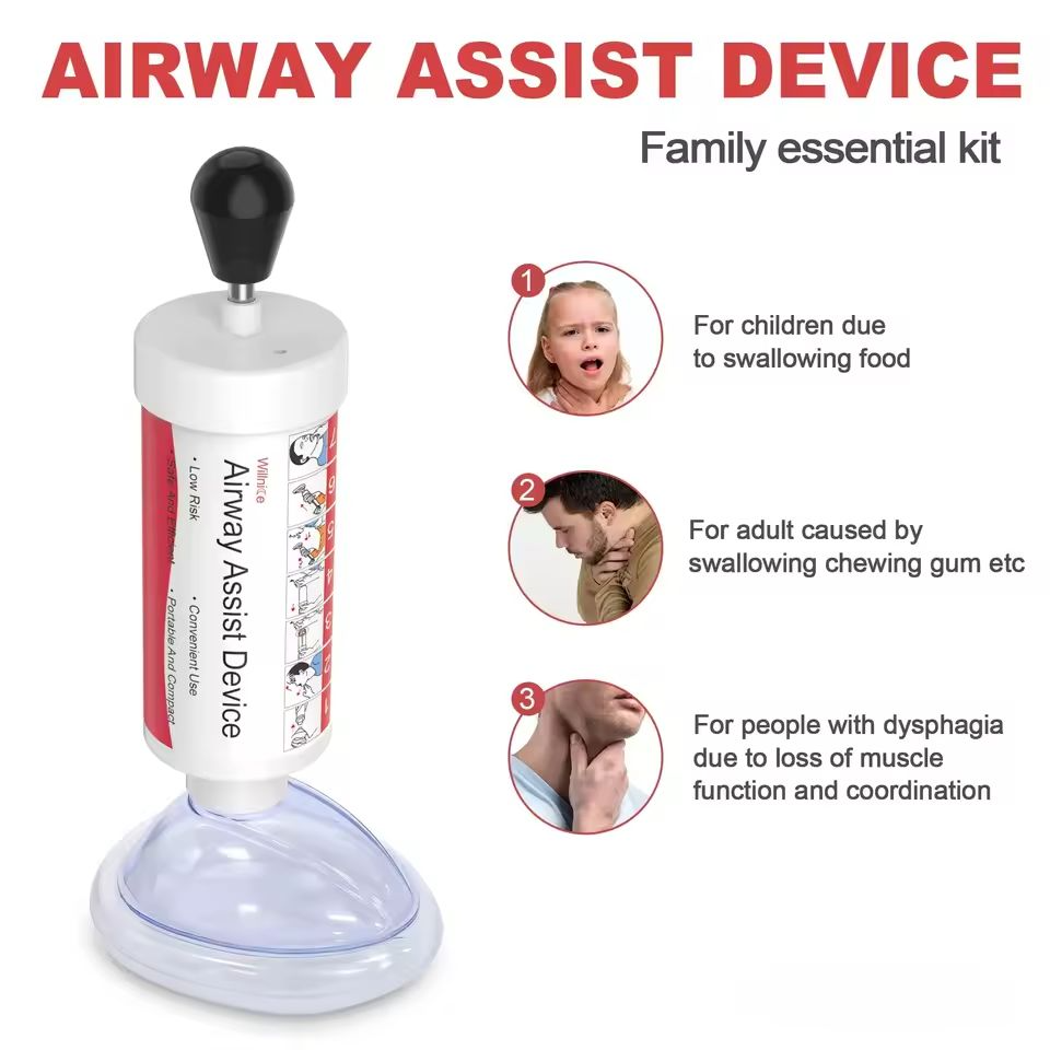 Tracheal Assistance Device First Aid Kit for Choking - Available in Two Sizes for Adults and Children. Choking Rescue Kit for Family Use.