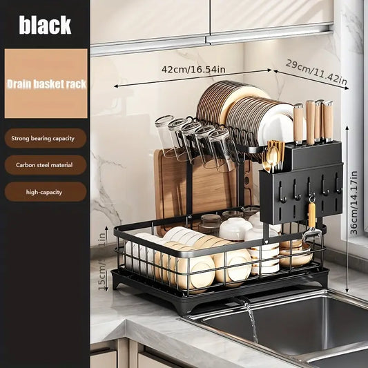 Double-layer kitchen countertop double-layer dish rack