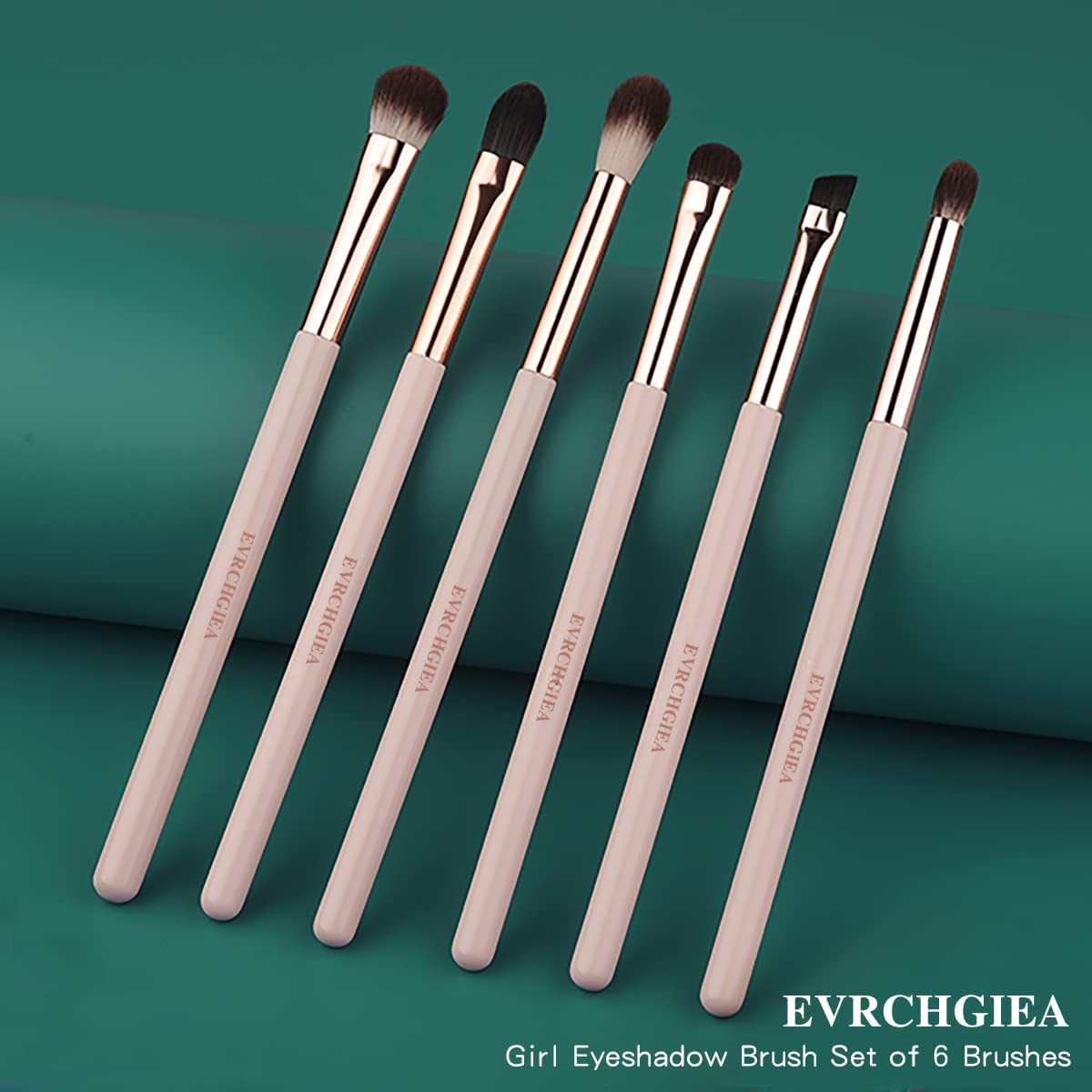 Eye Makeup Brush Set, 6 Professional Blending Eyeshadow Makeup Brushes for Concealer, Eyebrows and Eyeliner, with Soft Bristles and Wooden Handles