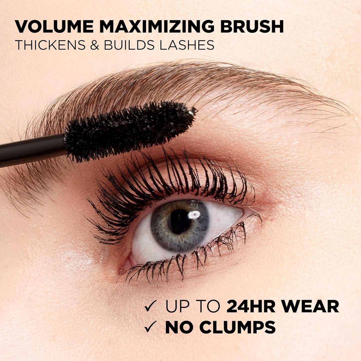 Superhero Mascara – Volumizing and Lengthening Black Mascara – Buildable Lash Volume with Collagen, Biotin & Peptides – Lifting & Curling Formula – Suitable for Sensitive Eyes