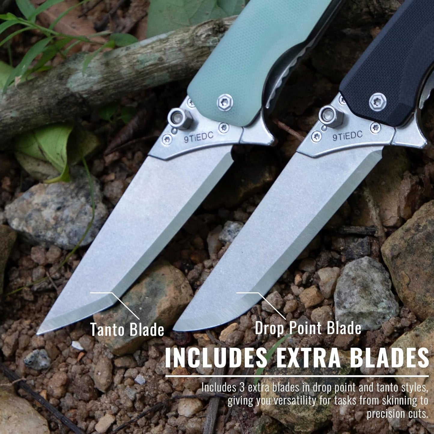 Folding Pocket Flipper Knife, 4pcs Replaceable Blades, 3.5" 440 Steel Blade G10 Handle EDC Knife with Pocket Clip for Men Women, Sharp Camping Survival Hiking, Outdoor or Indoor Carry Knives