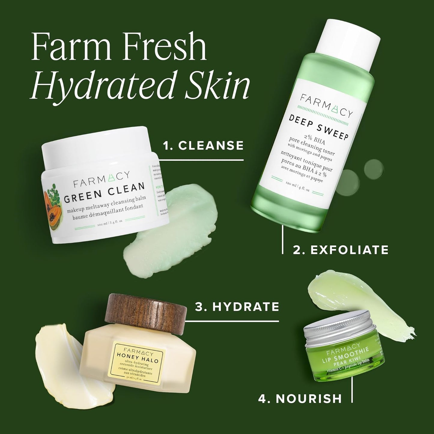 Farmacy Makeup Remover Cleansing Cream - Green Cleansing Waterproof Makeup Remover + Oil-Based Cleanser - Gentle Exfoliating Double Cleanser - Melt from Balm to Milky White Foam