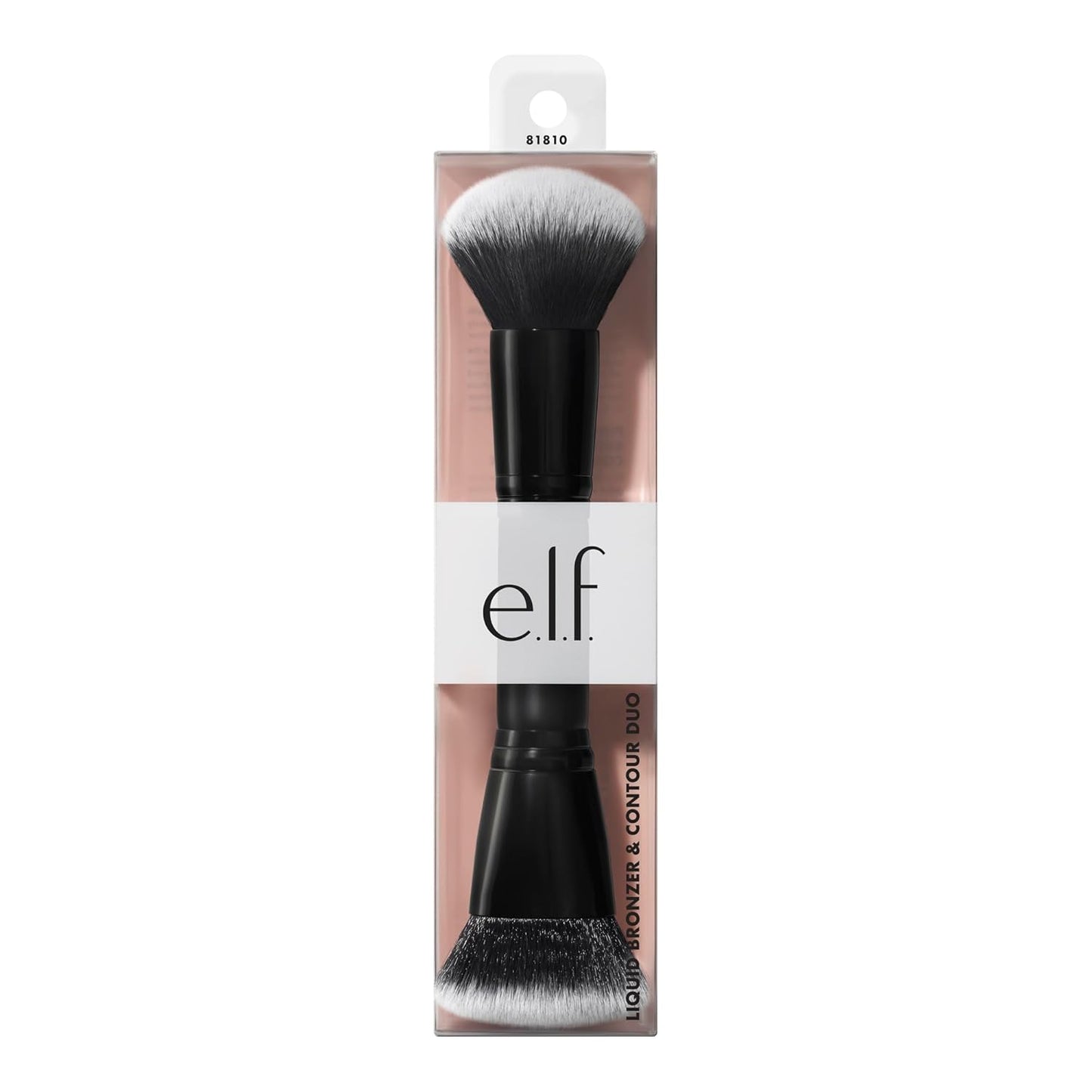 e.l.f. Liquid Bronzer and Contour Dual Brush. With a smooth and highly pigmented formula, it is a double-ended makeup brush featuring synthetic bristles. It is 100% vegan and non-irritating.