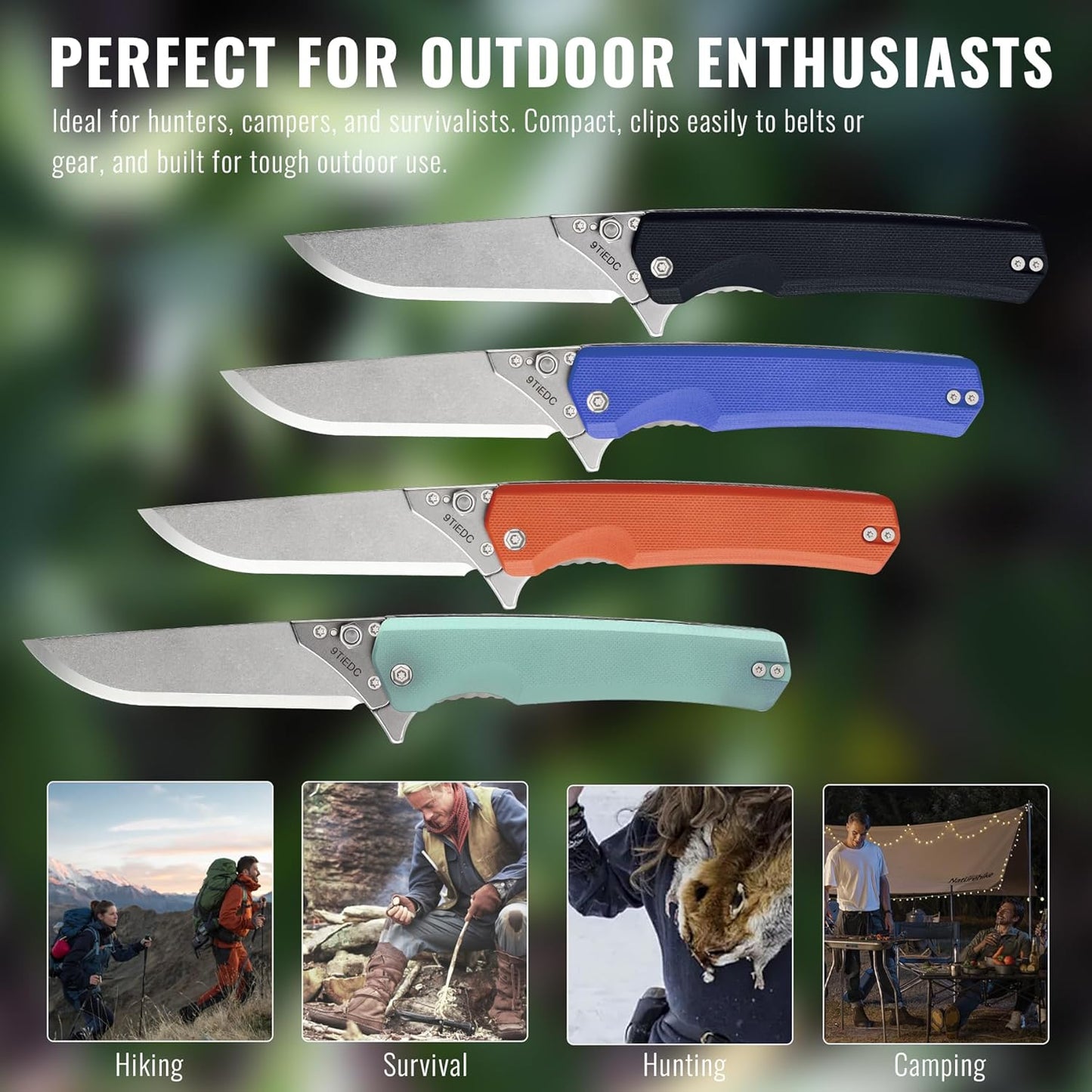 Folding Pocket Flipper Knife, 4pcs Replaceable Blades, 3.5" 440 Steel Blade G10 Handle EDC Knife with Pocket Clip for Men Women, Sharp Camping Survival Hiking, Outdoor or Indoor Carry Knives