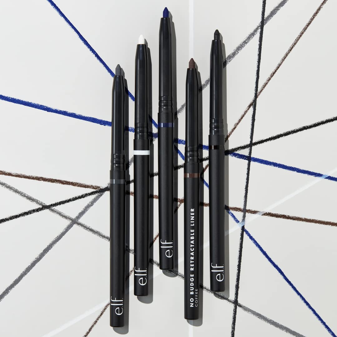 elf No Budge Retractable Eyeliner, Cream, Ultra-Purple and Waterproof, Creates Bold and Clear Lines, Vegan, Non-irritating, Black 0.2g
