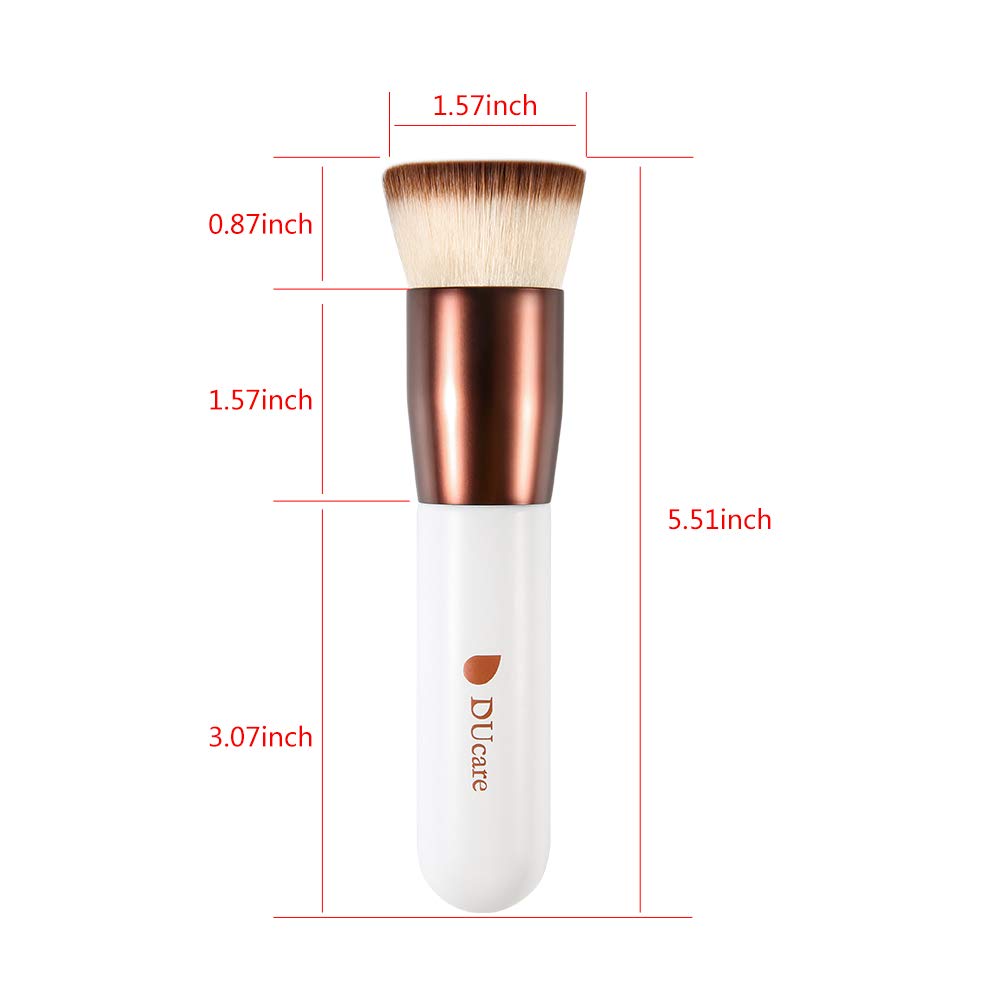 Foundation Brush, Flat-top Kabuki Brush, Synthetic Professional Makeup Brush, Liquid Blending Mineral Powder Buffing Tool, Rose Gold/White